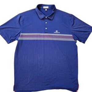Peter Millar Summer Comfort Golf Polo Top of the Rock Blue w/ Chest Stripes XL